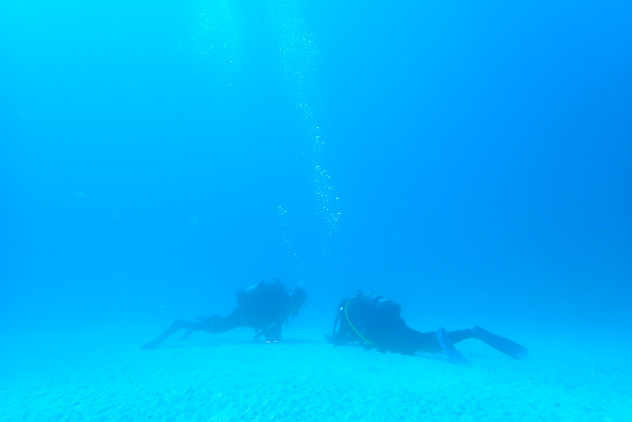青い砂地の海